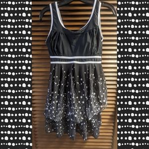 Tankini top with swim shorts